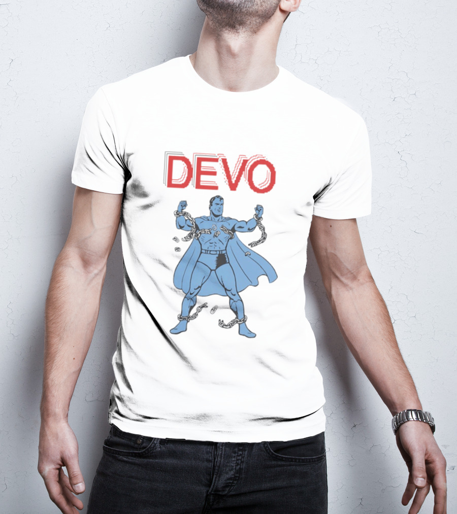Devo Superhero Comic Style Action Figure T-Shirt