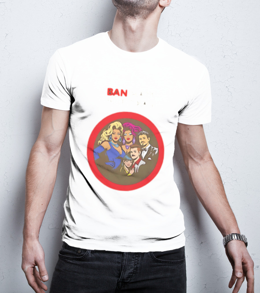 Ban Hate Not Drag Retro LGBTQ+ Inclusive Message T-Shirt