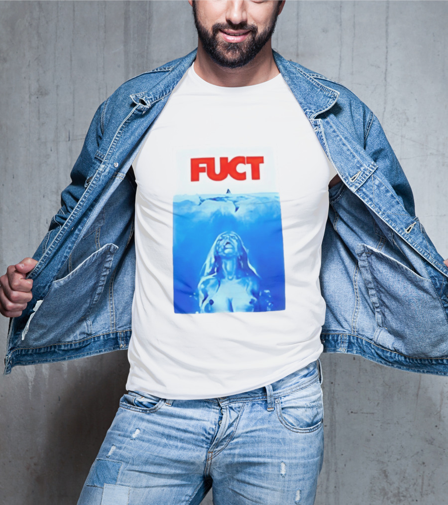 FUCT Jaws Ocean Shark Woman Swimming T-Shirt