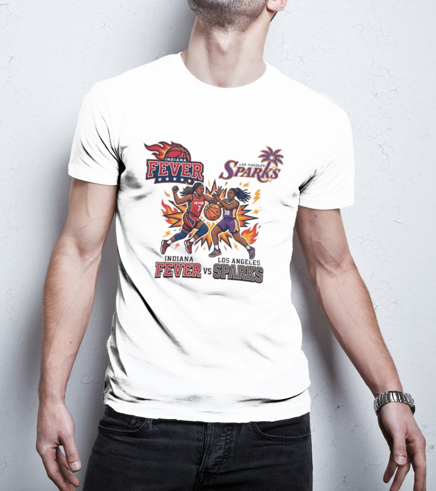 Indiana Fever Vs Los Angeles Sparks Basketball Players T-Shirt