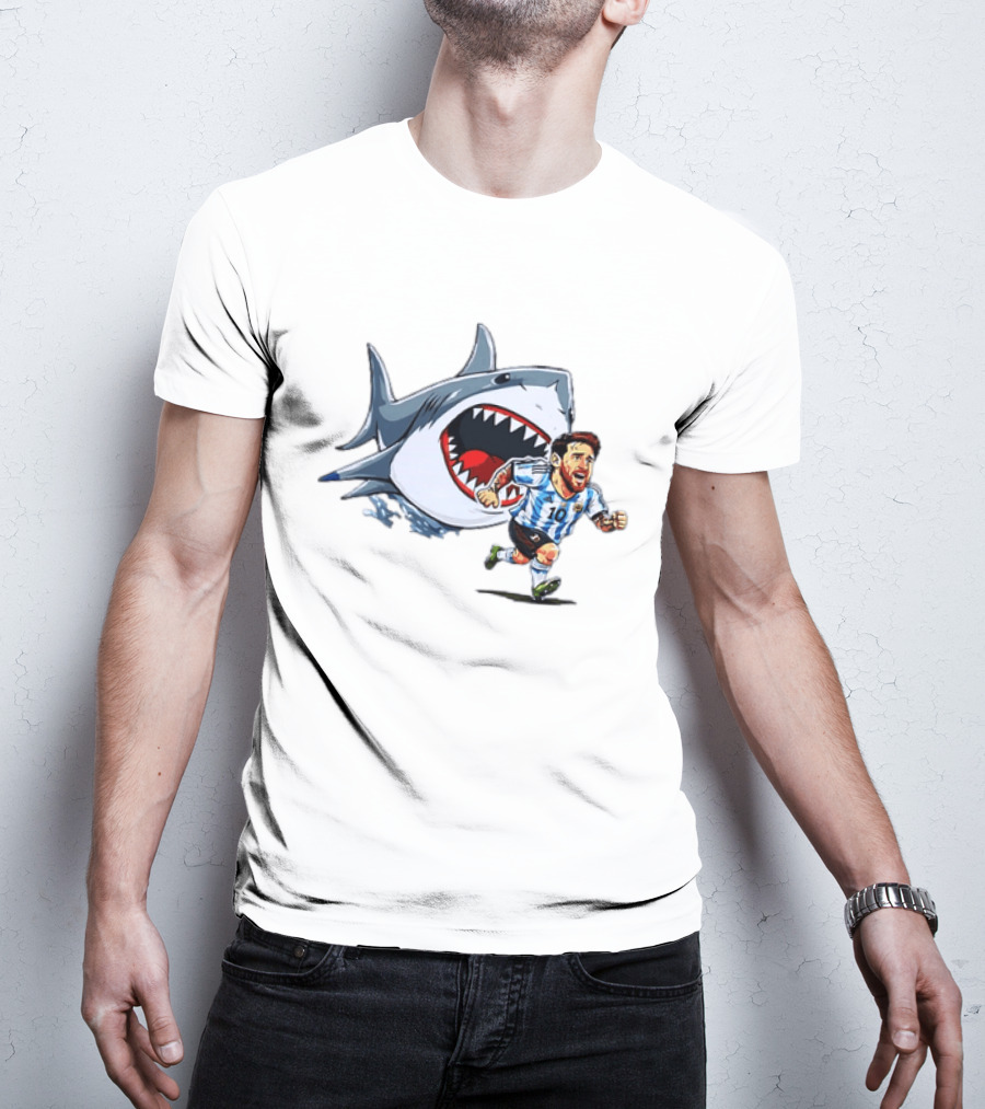 Lionel Messi Argentina Great White Shark Chase Soccer Star T-Shirt