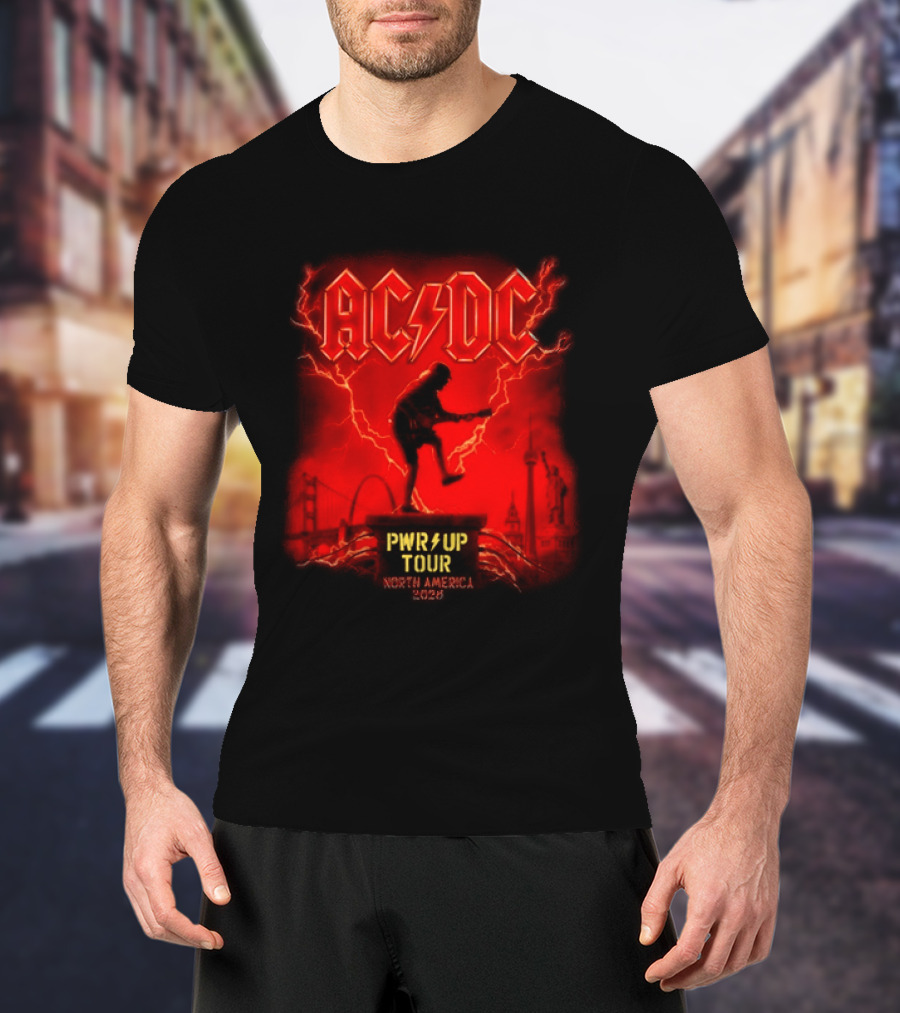 ACDC PWR Up Tour 2026 North America Red Lightning Cities Dates Angus T-Shirt