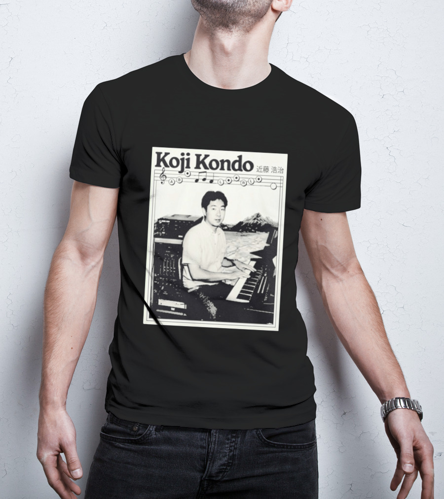 Koji Kondo Iconic Music Composer With Musical Notes And Piano Mastery T-Shirt