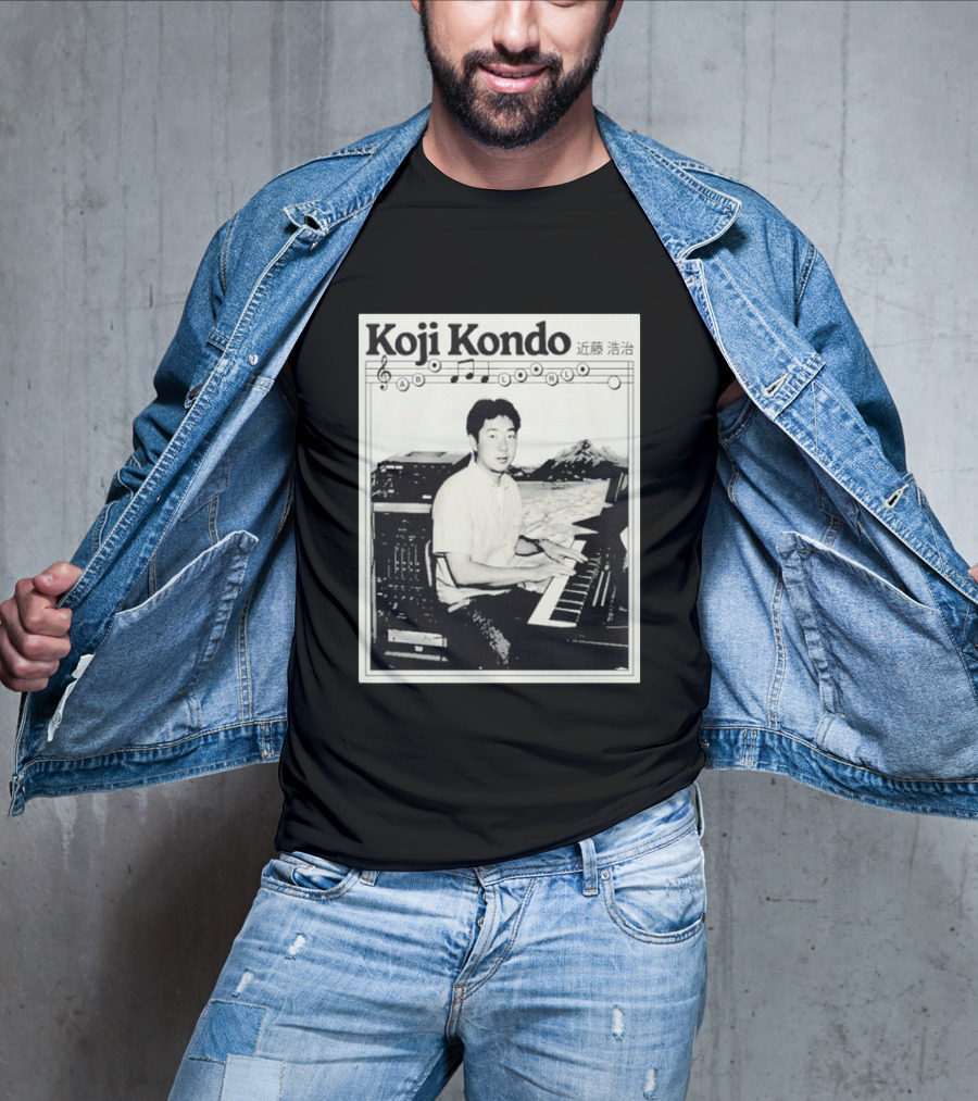 Koji Kondo Iconic Music Composer With Musical Notes And Piano Mastery T-Shirt