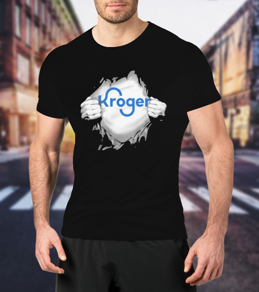 Kroger Ripped Chest Superhero Torn Employee T-Shirt