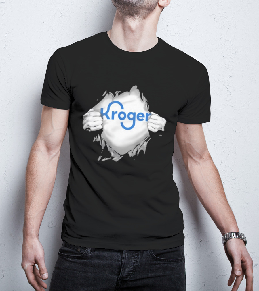 Kroger Ripped Chest Superhero Torn Employee T-Shirt