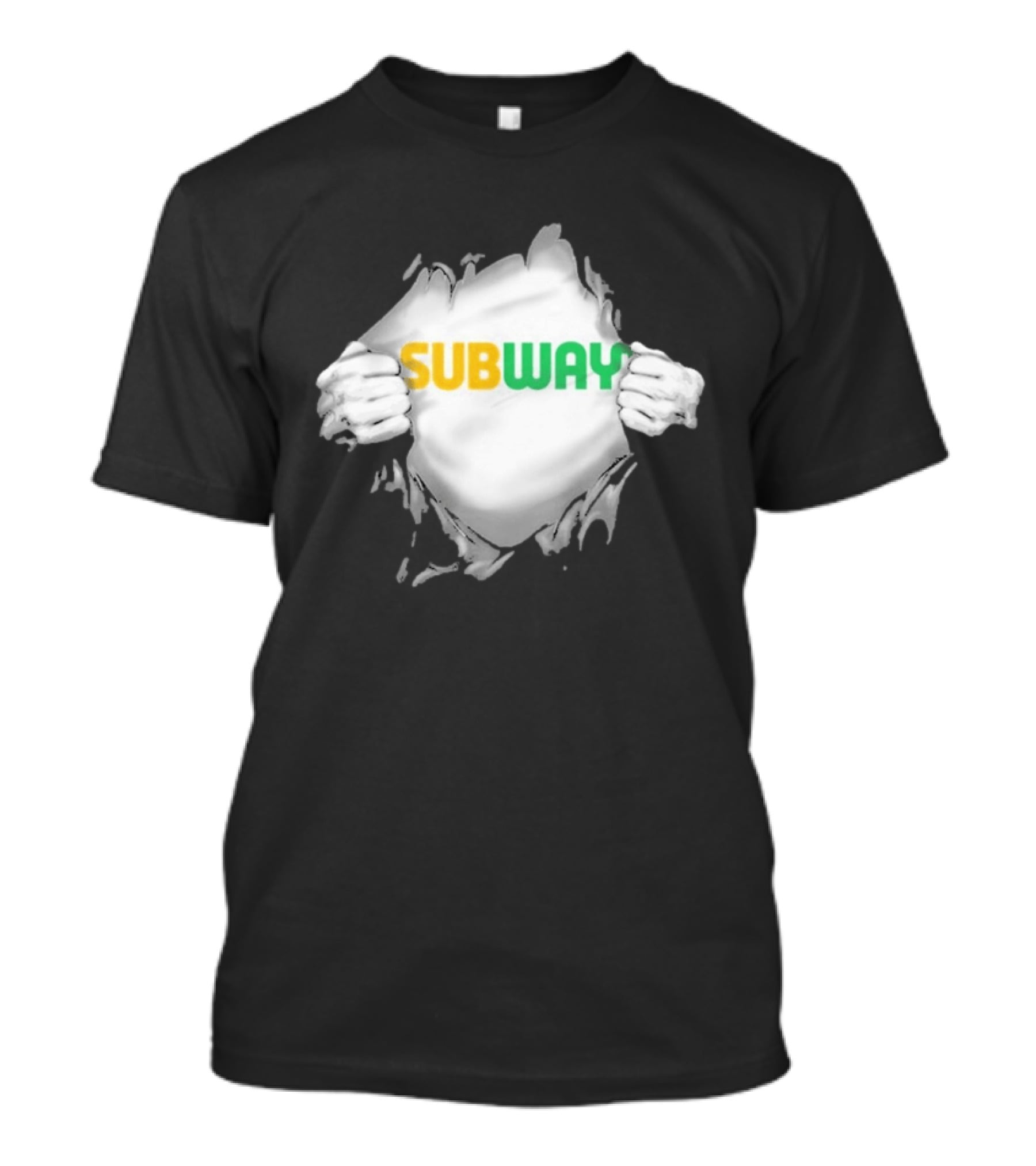 Subway Ripped Chest Superhero Torn Effect Employee Branding T-Shirt