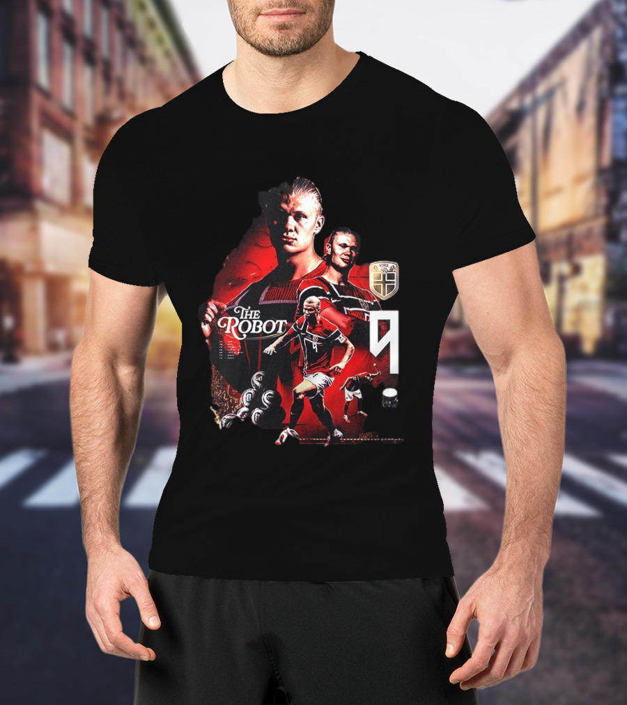 Erling Haaland Norway The Robot 9 Football Legend Norway Crest T-Shirt
