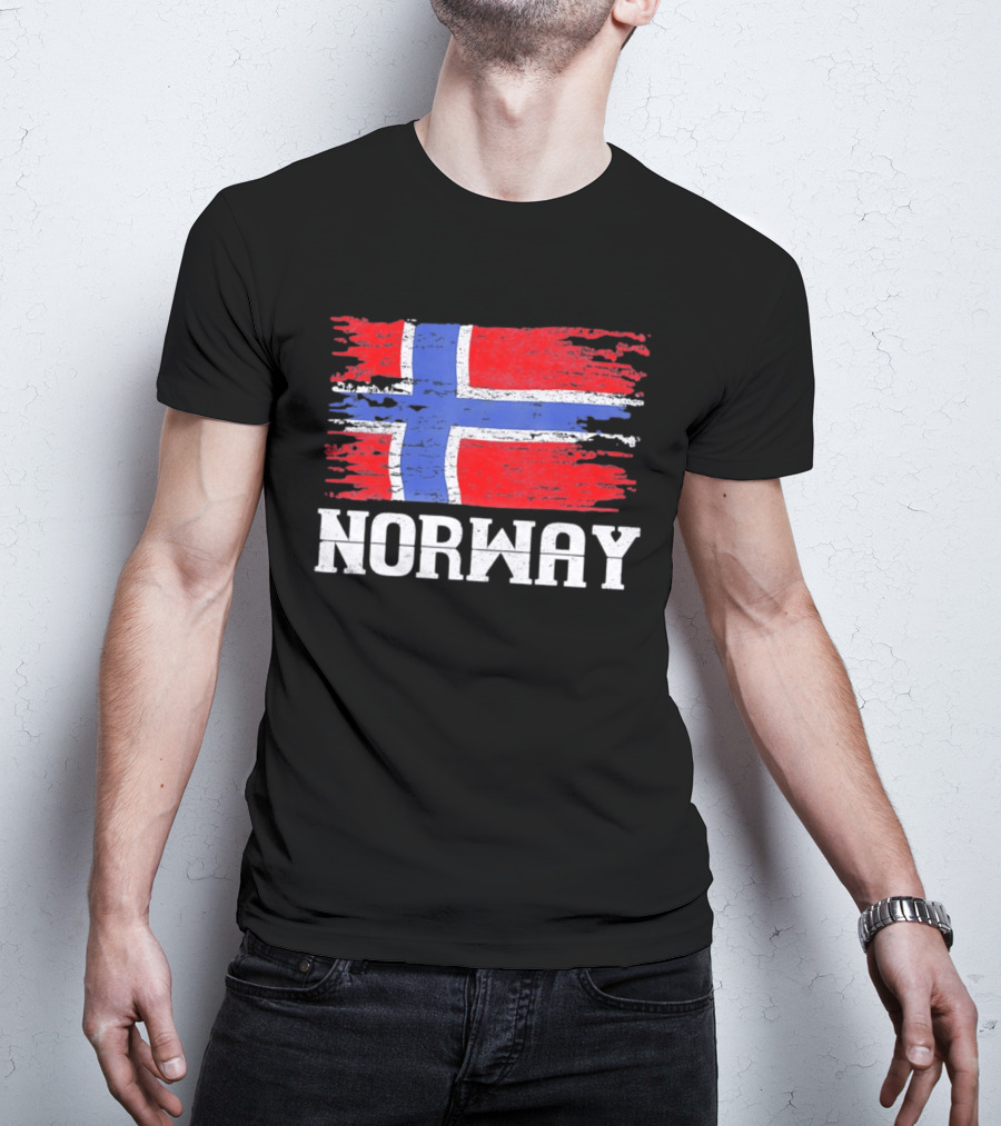 Norway Distressed Nordic Heritage Grunge Aesthetic Flag T-Shirt