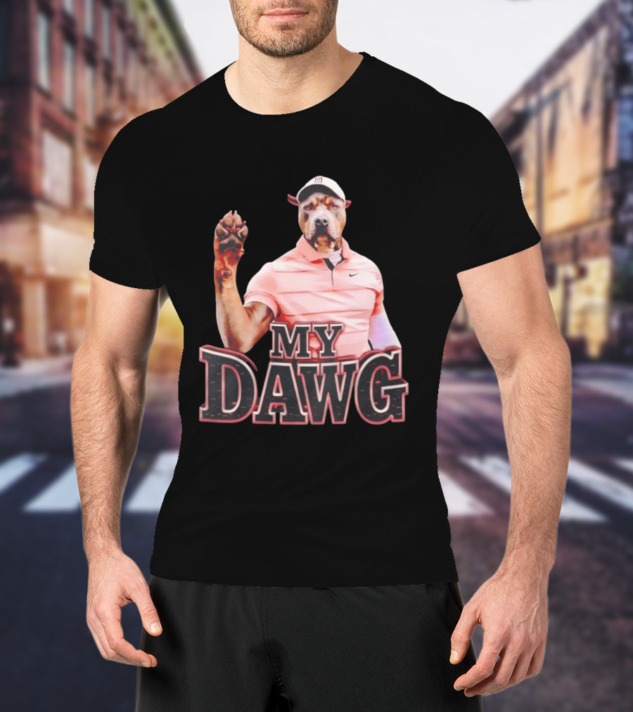 Tiger Woods Golfing Pitbull My Dawg T-Shirt
