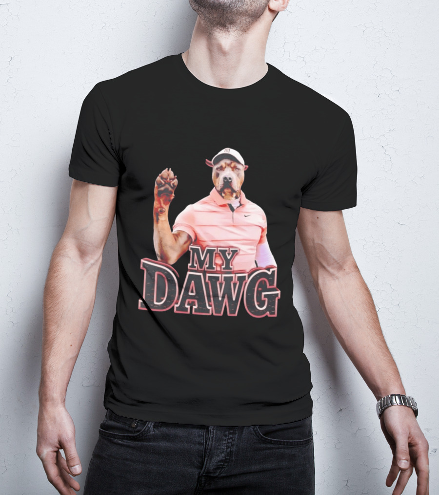 Tiger Woods Golfing Pitbull My Dawg T-Shirt