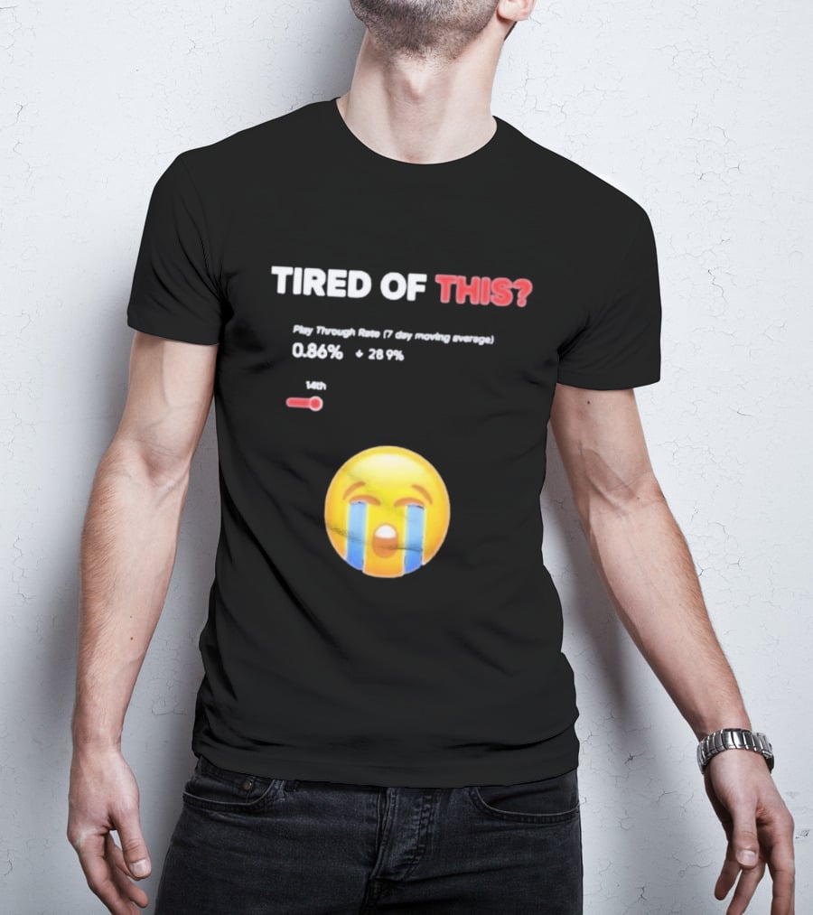 Tired Of This Play Through Rate 0.86% Crying Emoji Trend T-Shirt