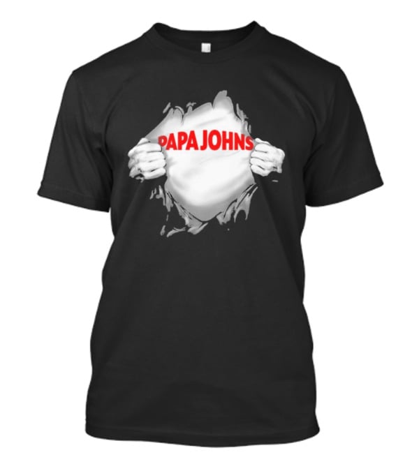 Papa Johns Ripped Chest Superhero Torn Employee T-Shirt