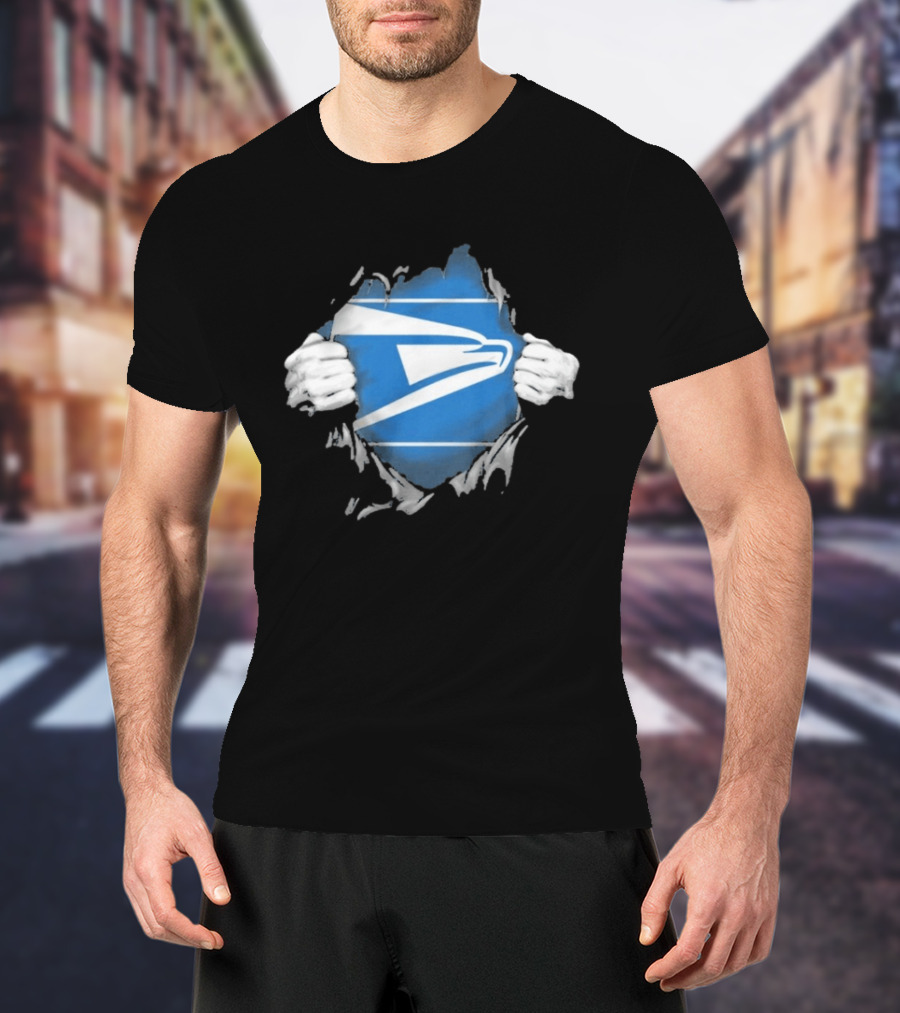 USPS Ripped Chest Superhero Torn Employee T-Shirt