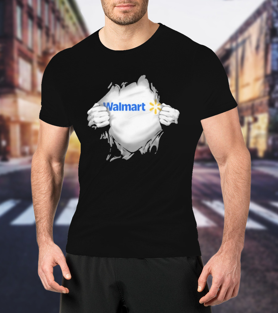 Walmart Ripped Chest Superhero Torn Employee T-Shirt