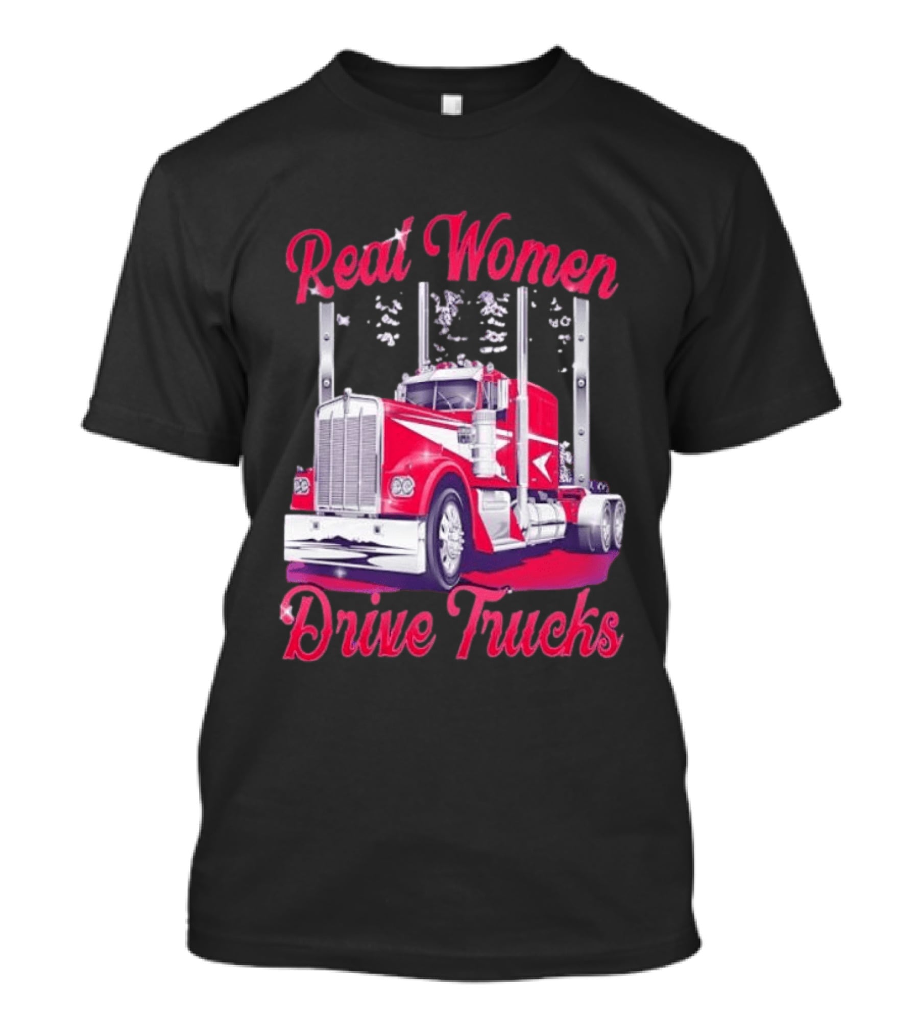 Real Women Drive Trucks Semi Truck With Flowers T-Shirt