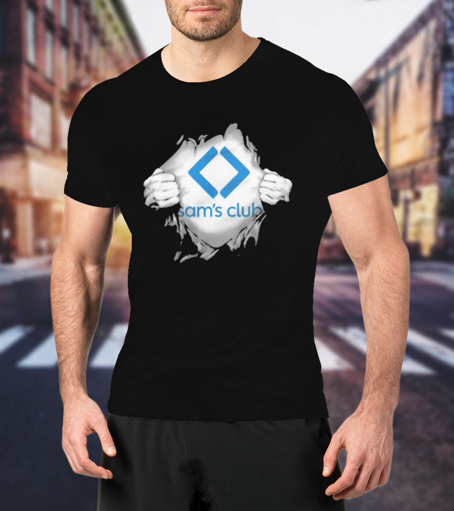 Sam's Club Ripped Chest Superhero Torn Employee Sam's Club T-Shirt