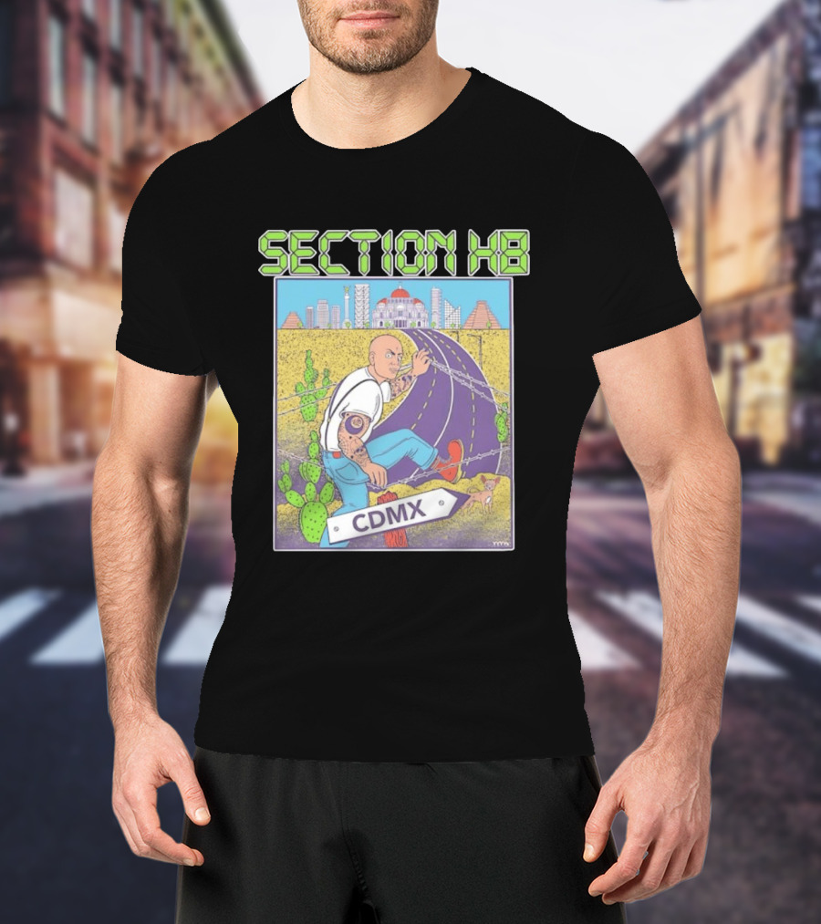 Section H8 CDMX Mexico City Punk Scene Urban Landscape With Cactus T-Shirt