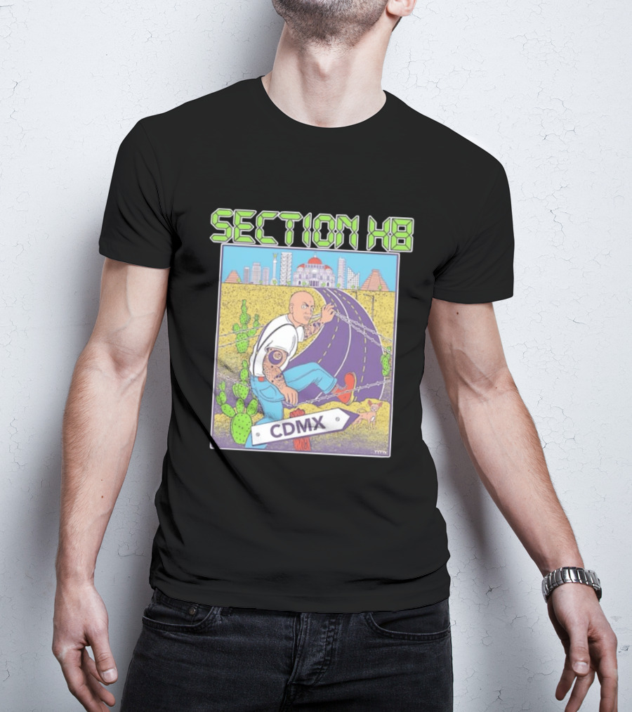 Section H8 CDMX Mexico City Punk Scene Urban Landscape With Cactus T-Shirt
