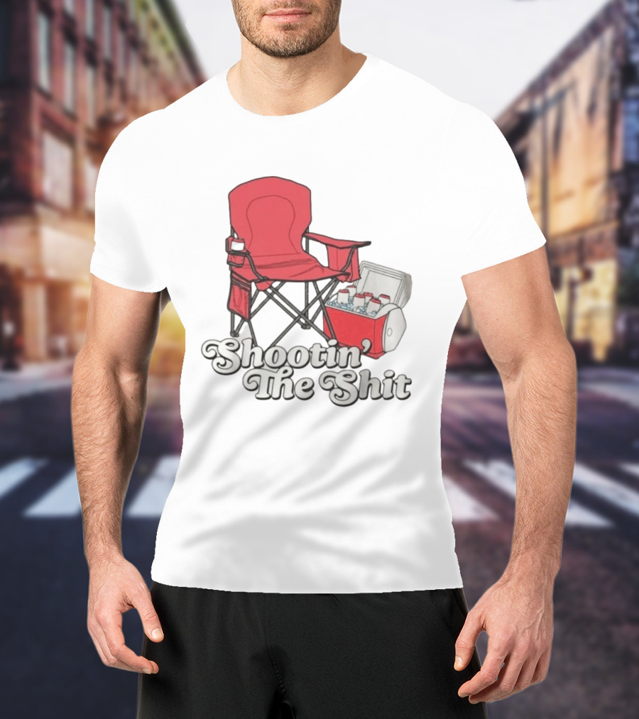 Shootin' The Shit Red Chair And Cooler BBQ Vibes T-Shirt