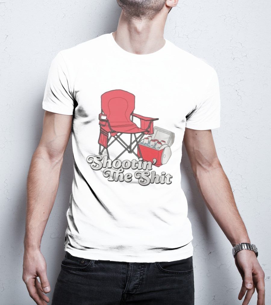 Shootin' The Shit Red Chair And Cooler BBQ Vibes T-Shirt