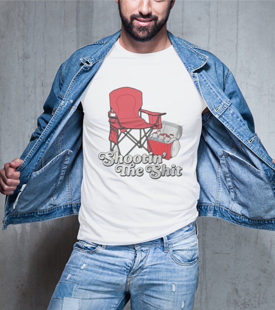 Shootin' The Shit Red Chair And Cooler BBQ Vibes T-Shirt