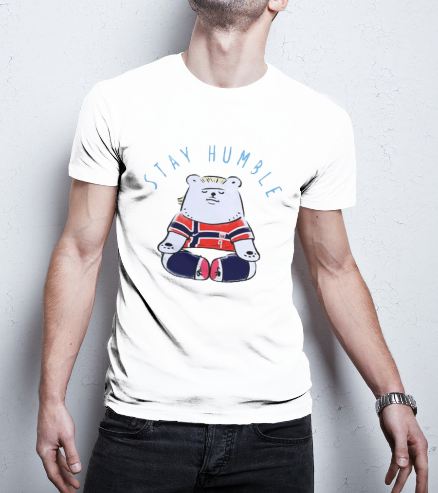 Stay Humble Meditating Bear Norway Erling Haaland Football Team T-Shirt