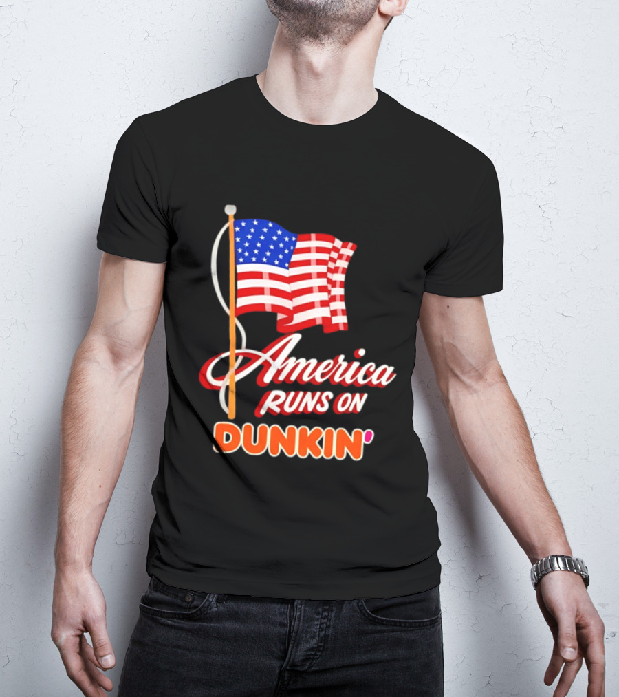 Patriotic America Runs On Dunkin' American Flag Pride T-Shirt