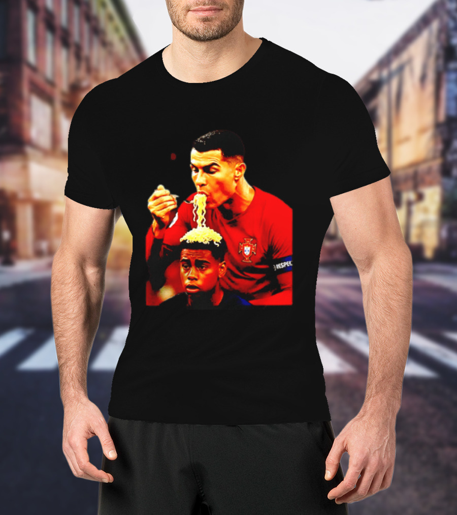 Cristiano Ronaldo Eating Noodles Meme Portugal Football UEFA T-Shirt