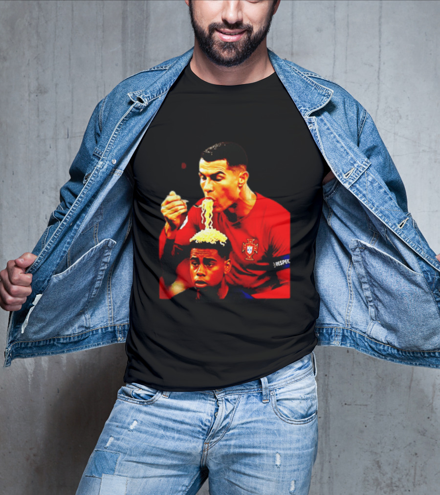 Cristiano Ronaldo Eating Noodles Meme Portugal Football UEFA T-Shirt