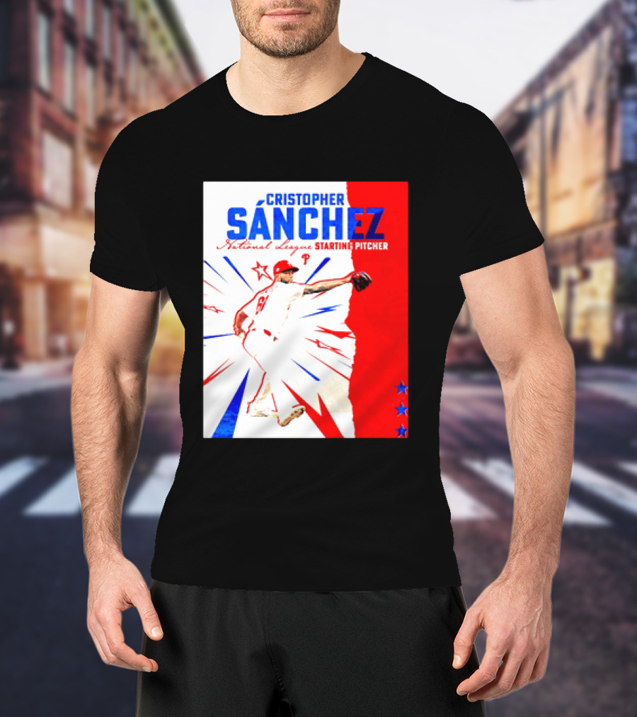 Cristopher Sánchez Philadelphia Phillies National League Starting Pitcher Red White Blue Stars T-Shirt