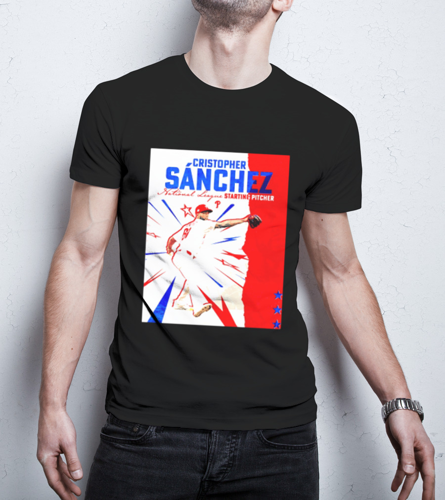 Cristopher Sánchez Philadelphia Phillies National League Starting Pitcher Red White Blue Stars T-Shirt