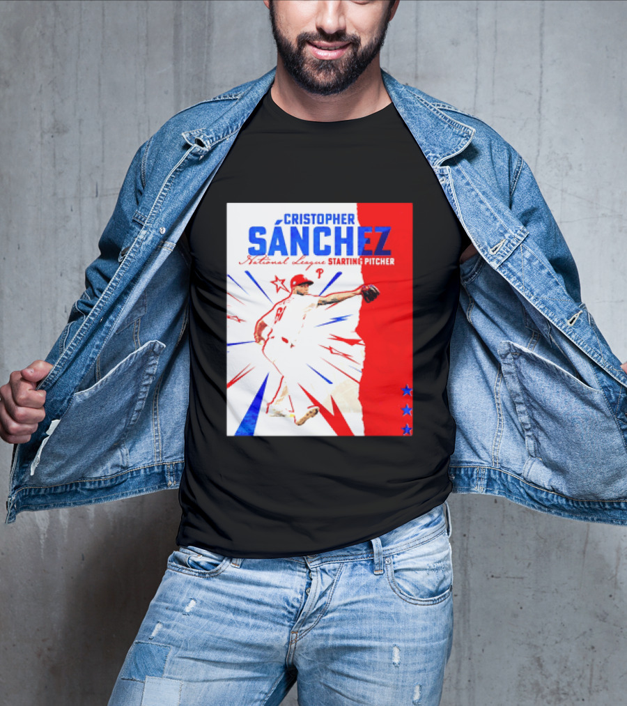 Cristopher Sánchez Philadelphia Phillies National League Starting Pitcher Red White Blue Stars T-Shirt