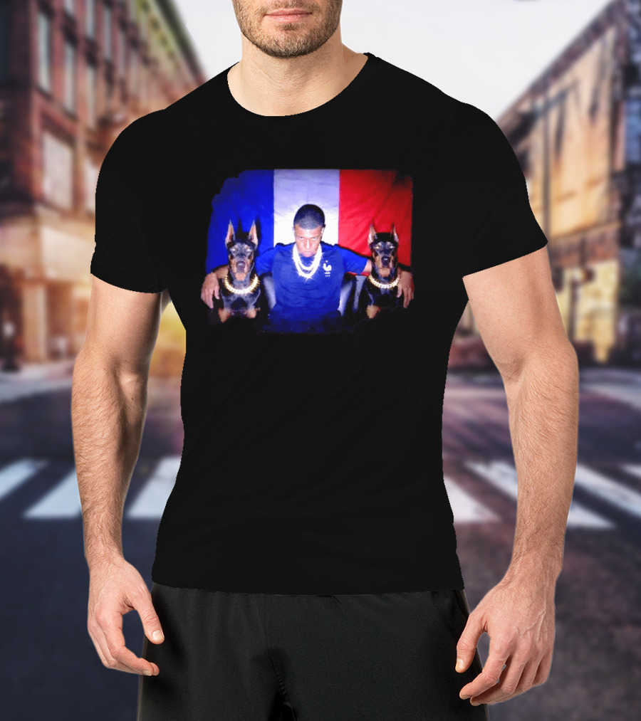 Kylian Mbappe France National Football Team With Dogs French Flag T-Shirt