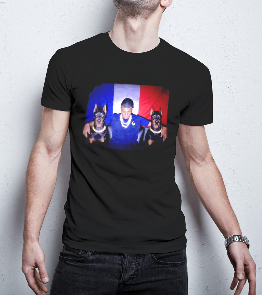 Kylian Mbappe France National Football Team With Dogs French Flag T-Shirt