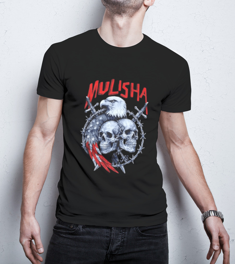 Mulisha Bald Eagle American Flag Skulls And Swords T-Shirt