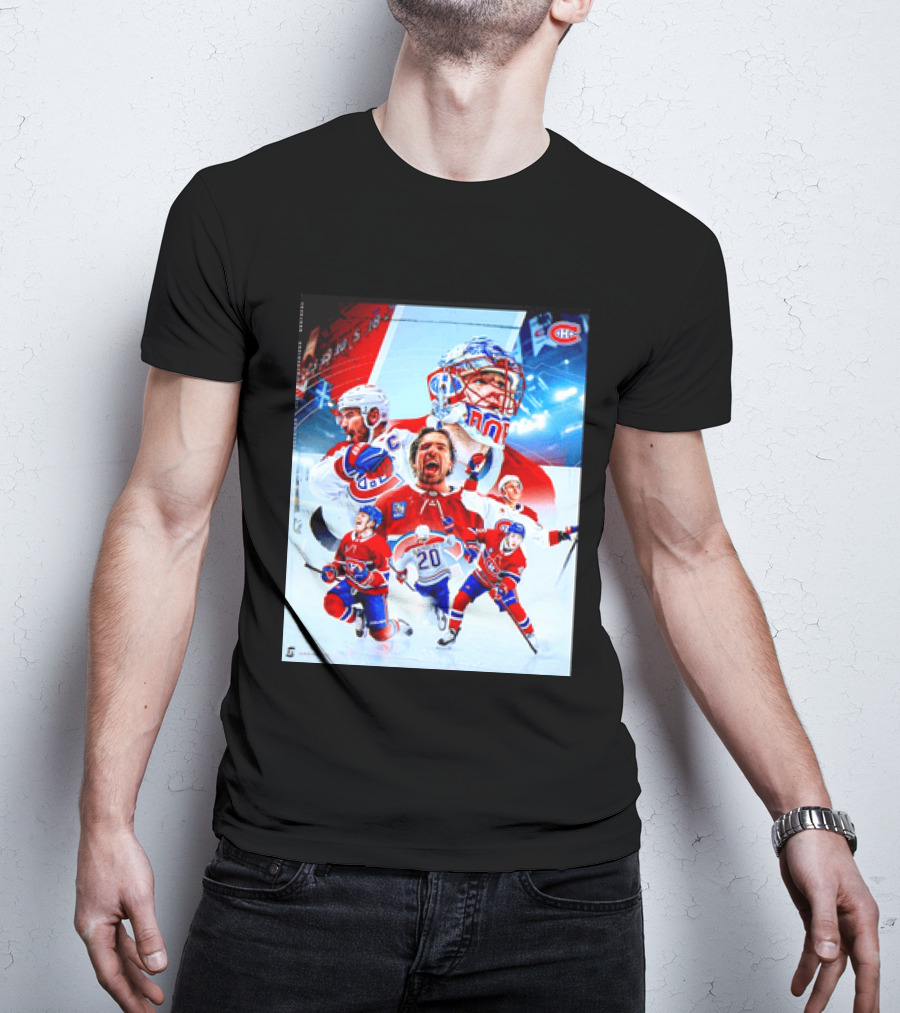 Montreal Canadiens Players And Goalkeeper Collage Featuring Number 20 T-Shirt