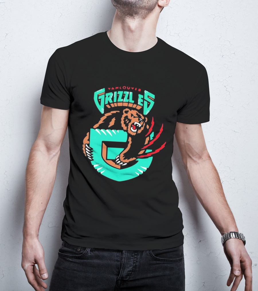 Vancouver Grizzlies Bear Claw Retro Sports Emblem Men's T-Shirt