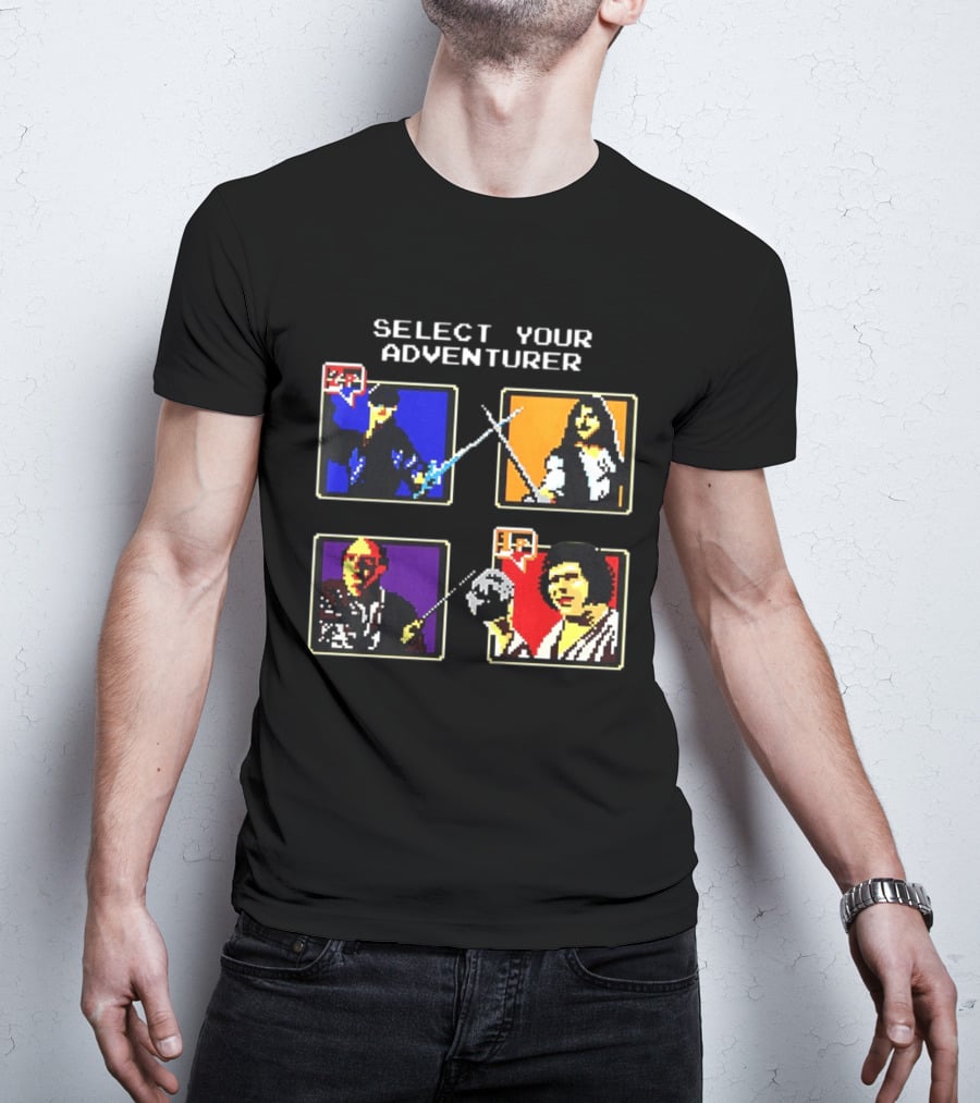 Select Your Adventurer 2p 1p 8 Bit Pixel Characters T-Shirt