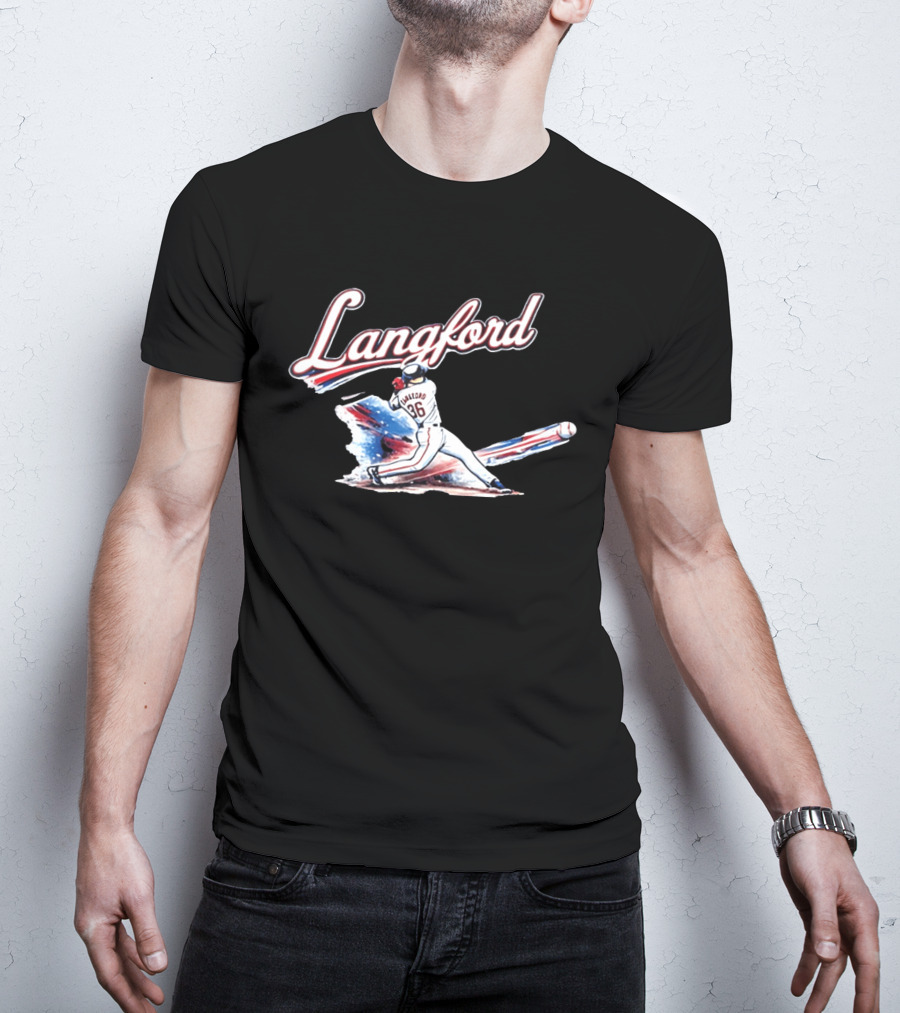 Langford Baseball Swing Texas Rangers Wyatt Langford Slugger 26 T-Shirt