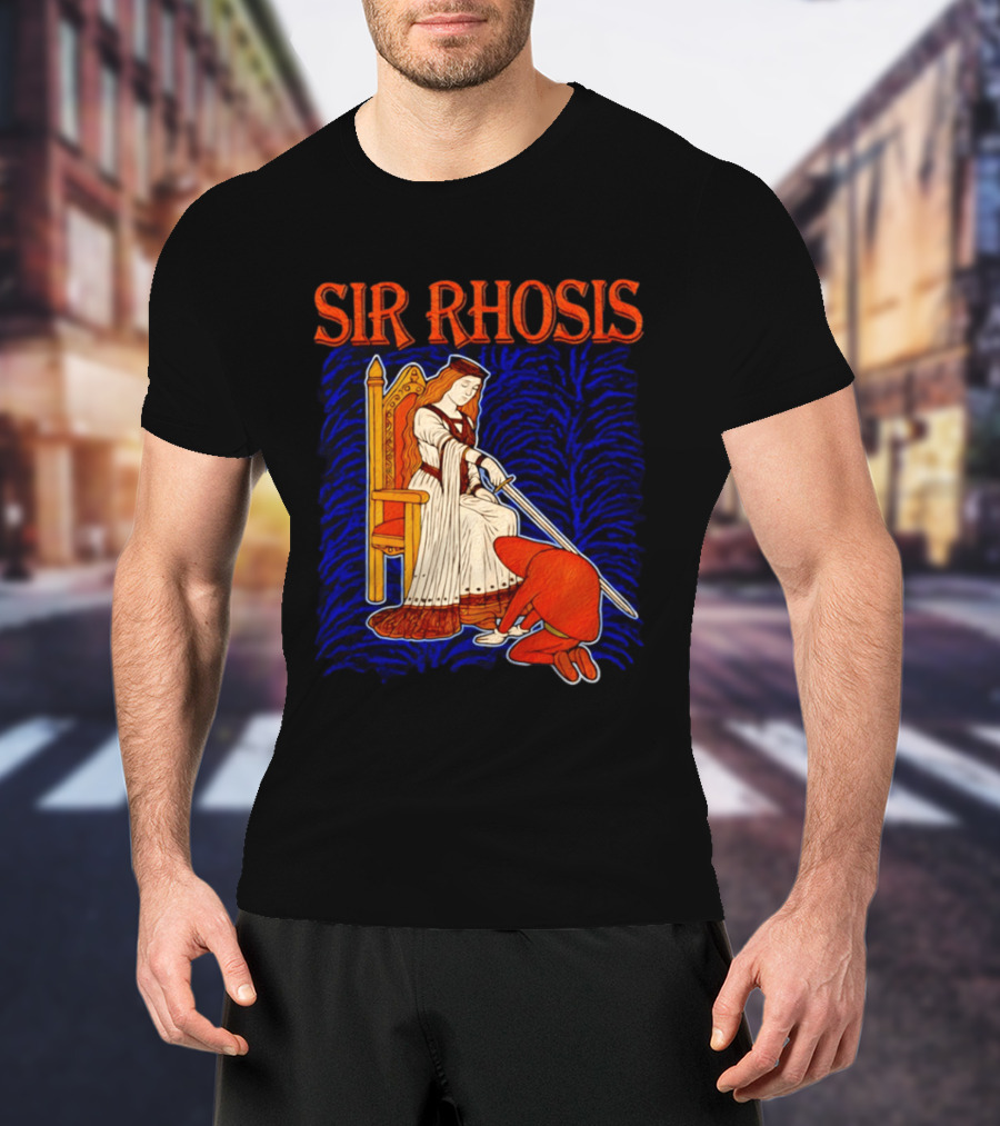 Sir Rhosis Medieval Pun Queen Knight Kneeling T-Shirt