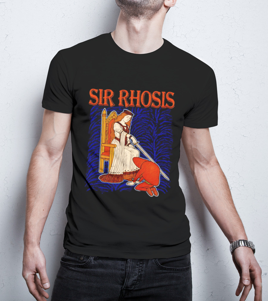 Sir Rhosis Medieval Pun Queen Knight Kneeling T-Shirt