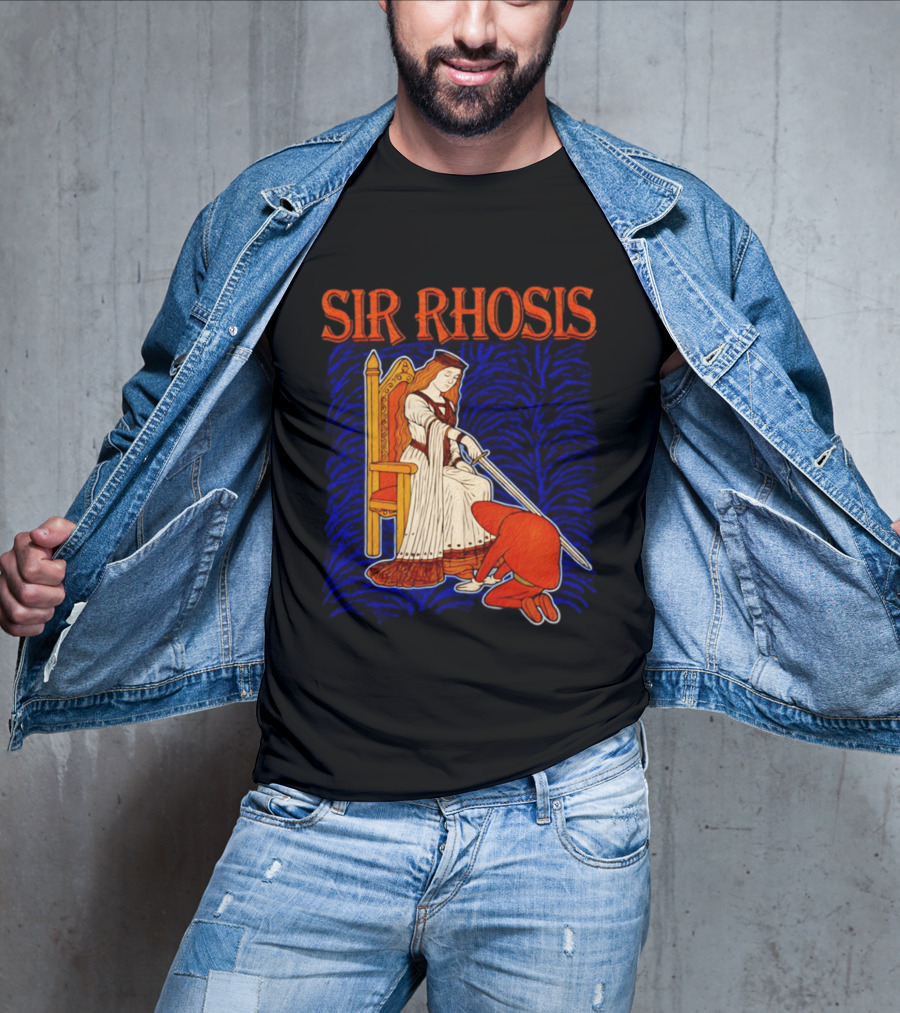 Sir Rhosis Medieval Pun Queen Knight Kneeling T-Shirt