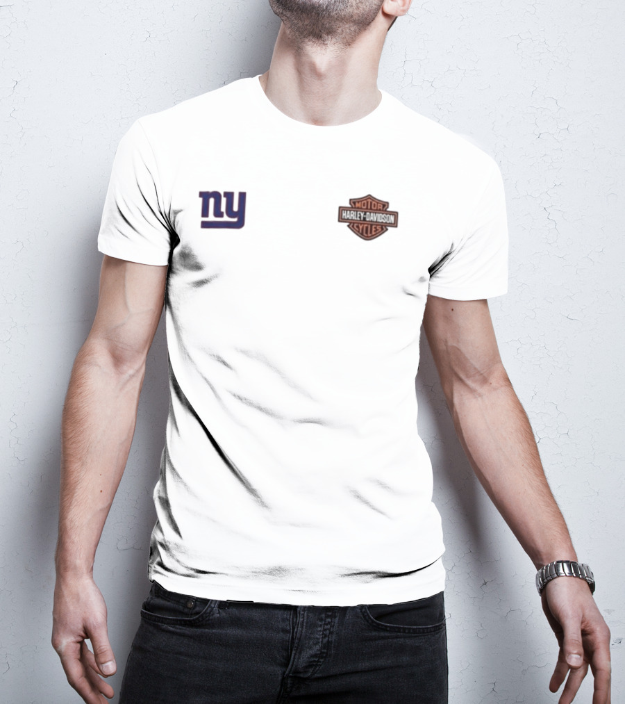 New York Giants Harley Davidson Motor Ride Loud Sundays Roll Built For Game Day T-Shirt