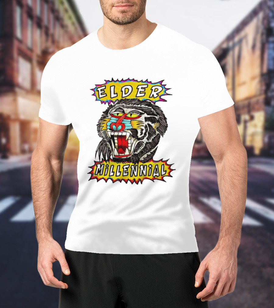 Elder Millennial Baboon Primate Roaring Head T-Shirt