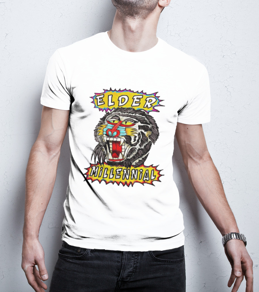 Elder Millennial Baboon Primate Roaring Head T-Shirt