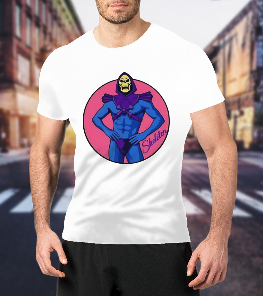 Skeletor Powerful Stance Pink T-Shirt