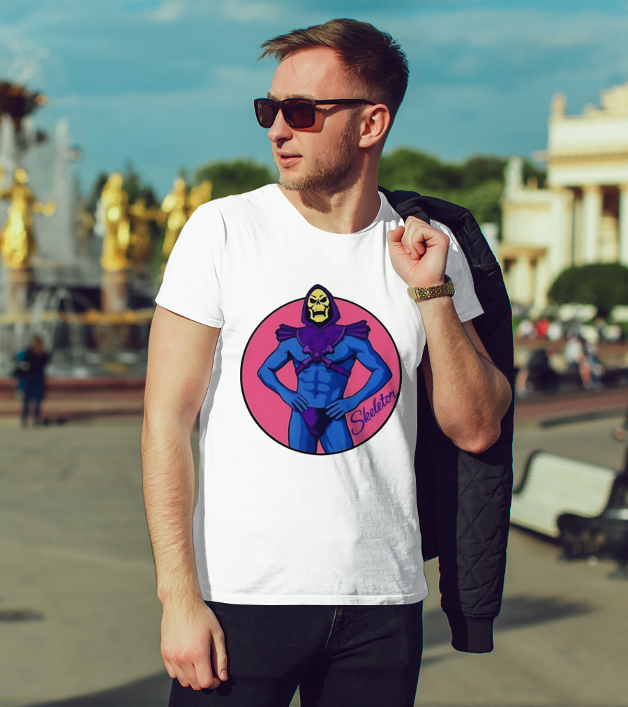 Skeletor Powerful Stance Pink T-Shirt