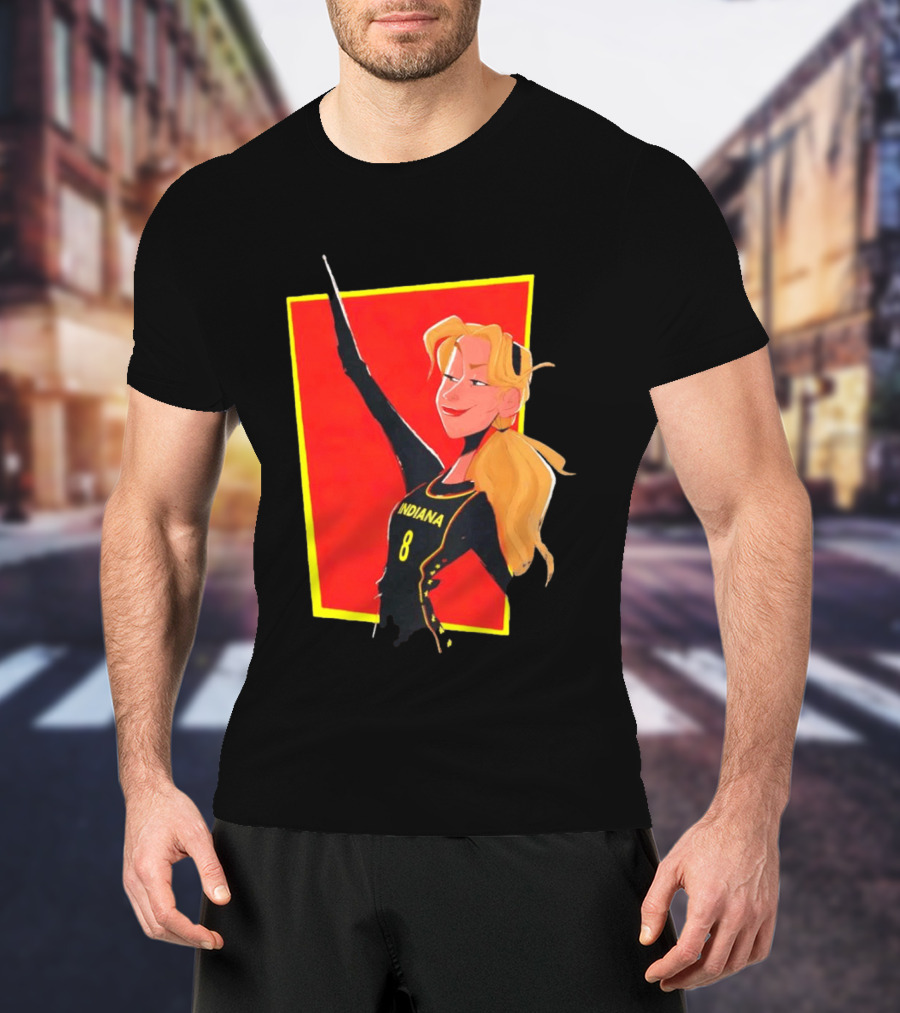 Indiana Blonde Number 8 Pointing In Black And Yellow Sports Uniform T-Shirt