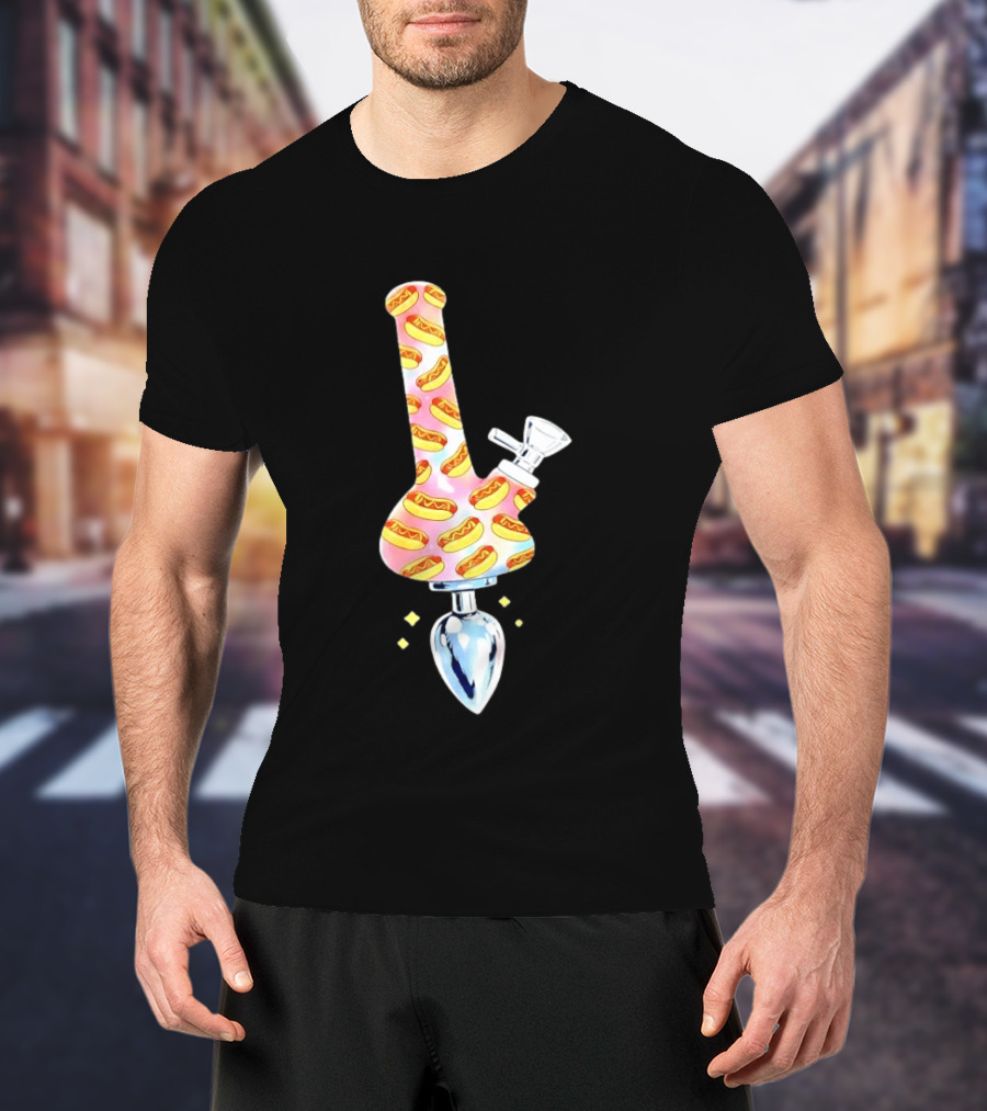 Hotdog Patterned Bong Buttplug T-Shirt